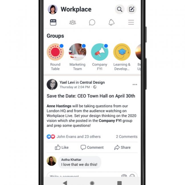 Workplace by Facebook Mobile Version